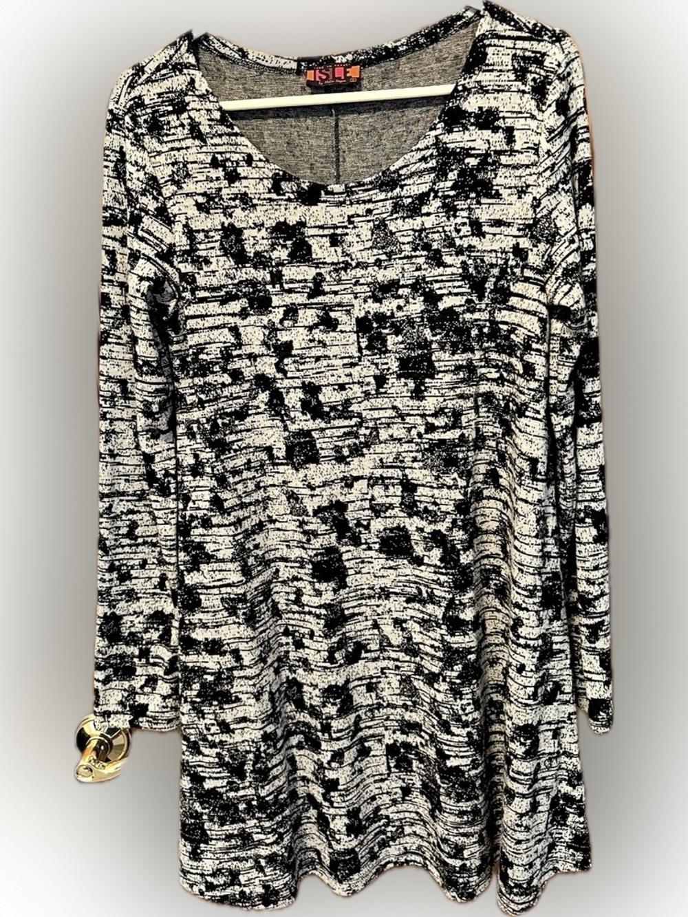 Isle by Melis Kozan Abstract Pattern Midi Dress in Black & White Like New